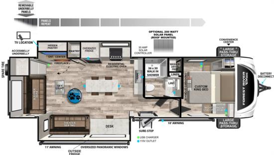 Floor Plan for Vibe Luxury Travel Trailer